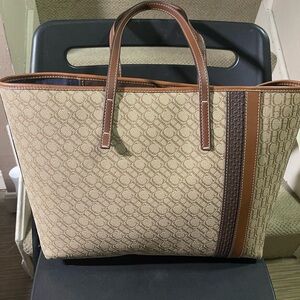 Carolina Herrera Beige and Brown Tote Bag